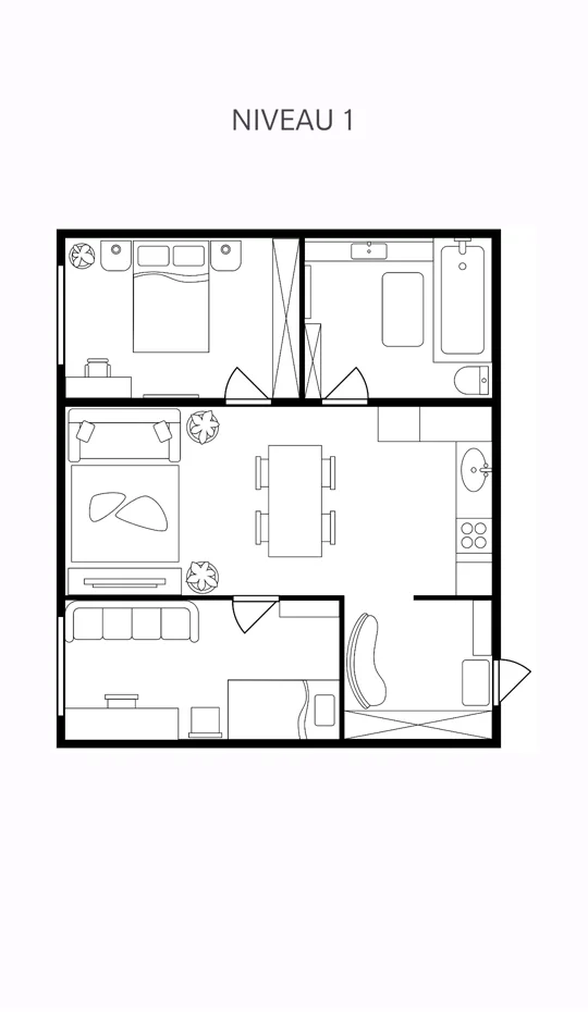 Plan du niveau 1 affiché dans l’application Radio Chantier