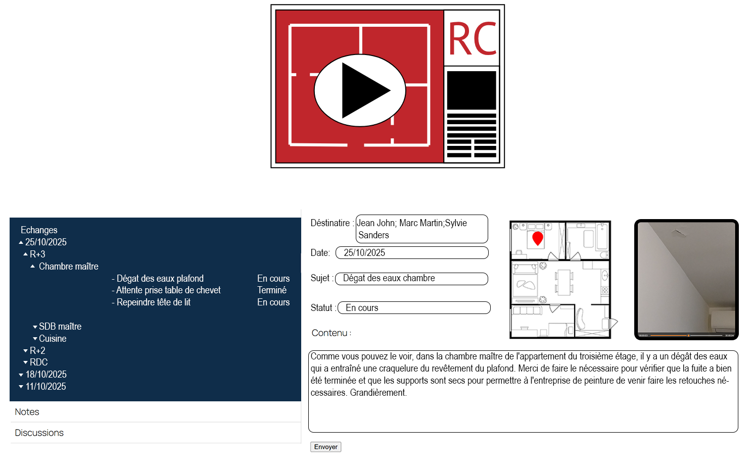 Aperçu de l’interface de consultation Radio Chantier sur ordinateur